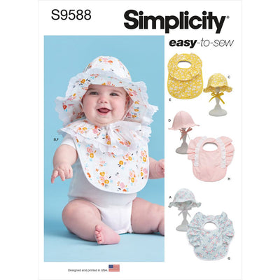 Simplicity Sewing Pattern S9588 Babies Hats and Bibs 9588 Image 1 From Patternsandplains.com