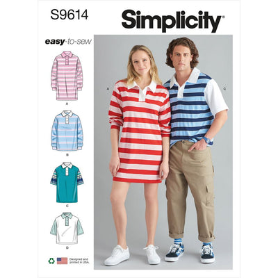 Simplicity Sewing Pattern S9614 Teens Misses and Mens Shirts 9614 Image 1 From Patternsandplains.com