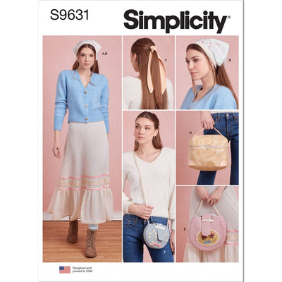 Simplicity Sewing Pattern S9631 Misses Pettiskirt in Sizes XS to XL Hair Accessories and Purse 9631 Image 1 From Patternsandplains.com