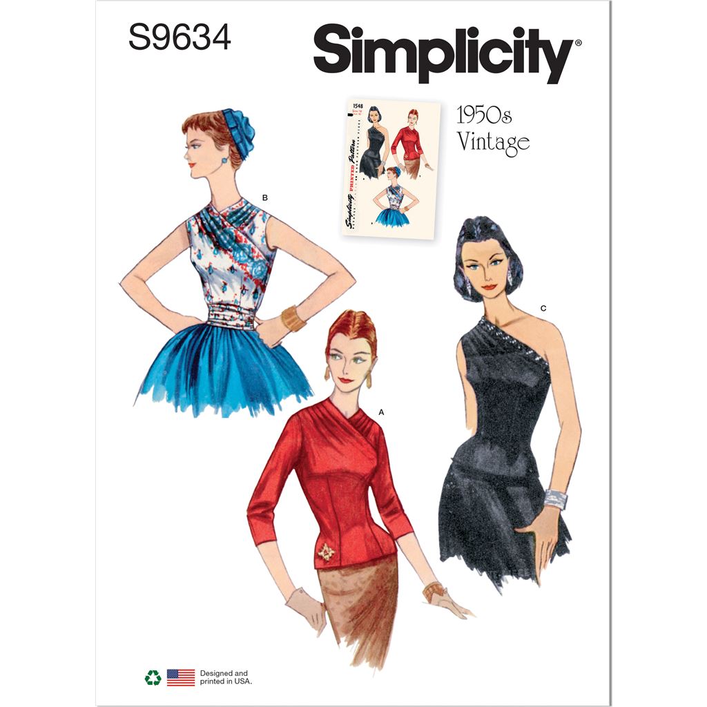 Simplicity Sewing Pattern S9634 Misses Vintage Blouses and Cummerbund 9634 Image 1 From Patternsandplains.com