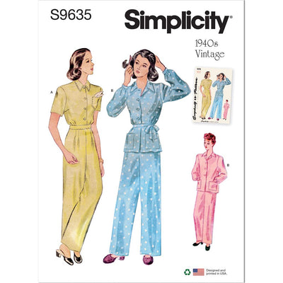 Simplicity Sewing Pattern S9635 Misses Vintage Lounge Top and Pants 9635 Image 1 From Patternsandplains.com