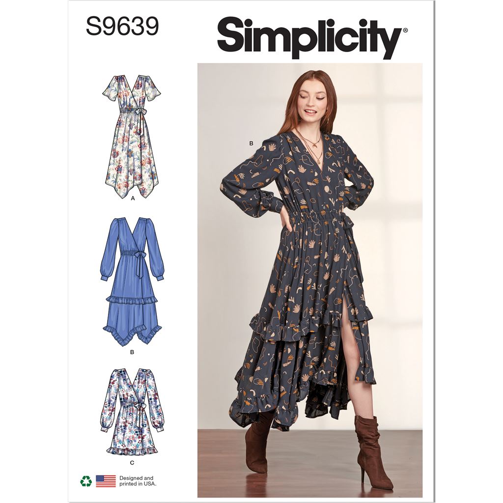 Simplicity Sewing Pattern S9639 Misses Midi Wrap Dress 9639 Image 1 From Patternsandplains.com