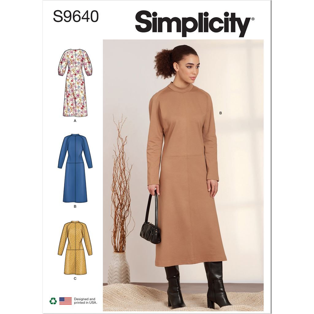 Simplicity Sewing Pattern S9640 Misses Dolman Sleeve Dresses 9640 Image 1 From Patternsandplains.com