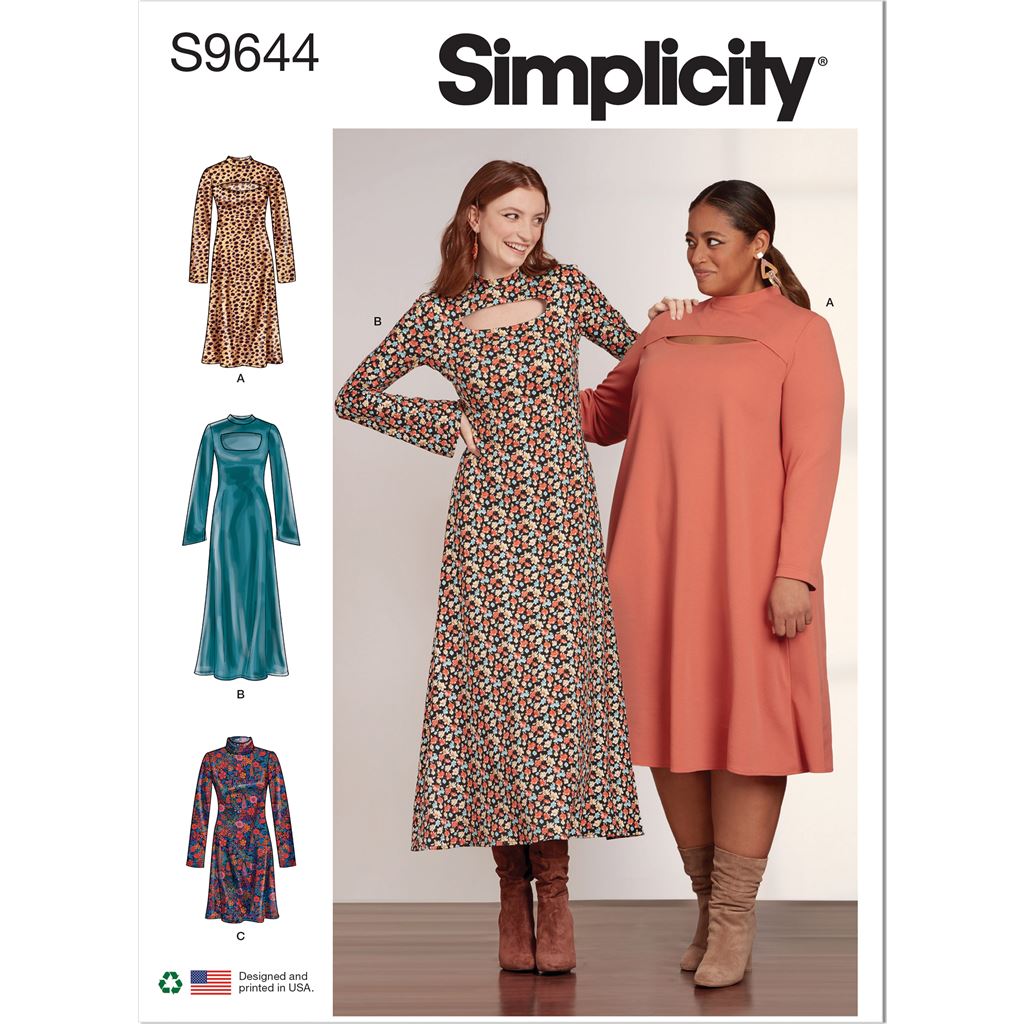Simplicity Sewing Pattern S9644 Misses and Womens Knit Dress in Three Lengths 9644 Image 1 From Patternsandplains.com