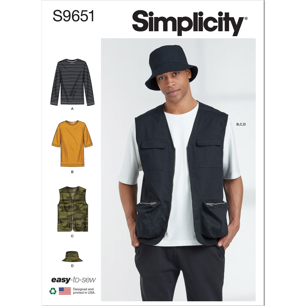 Simplicity Sewing Pattern S9651 Mens Knit Top Vest and Hat 9651 Image 1 From Patternsandplains.com