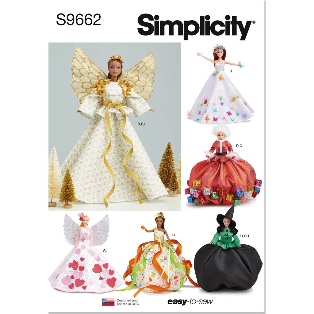Simplicity Sewing Pattern S9662 Holiday Fashion Doll Clothes 9662 Image 1 From Patternsandplains.com