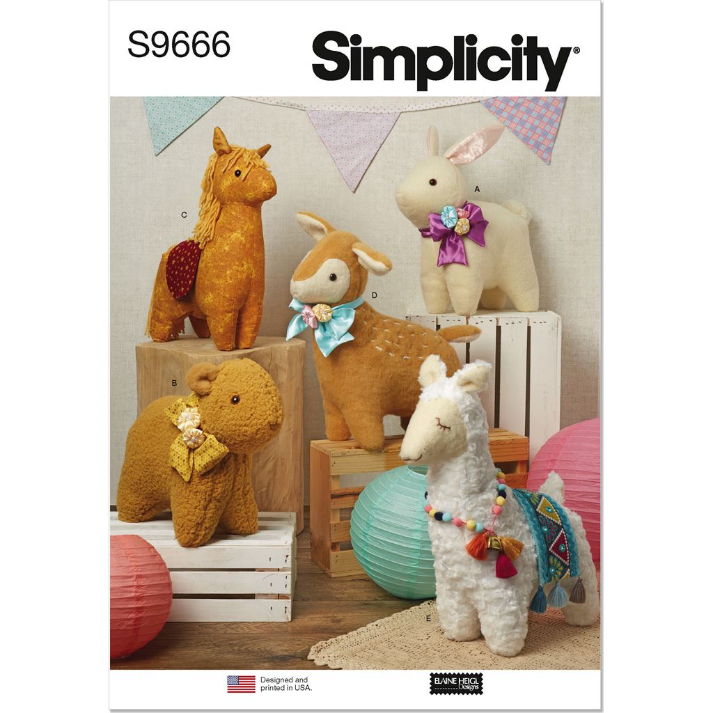 Simplicity Sewing Pattern S9666 Plush Animals by Elaine Heigl 9666 Image 1 From Patternsandplains.com