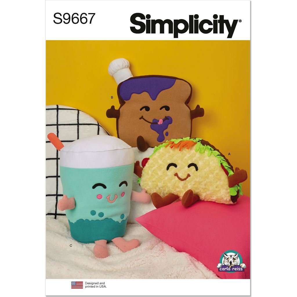 Simplicity Sewing Pattern S9667 Plush Taco Toast and Bubble Tea by Carla Reiss 9667 Image 1 From Patternsandplains.com
