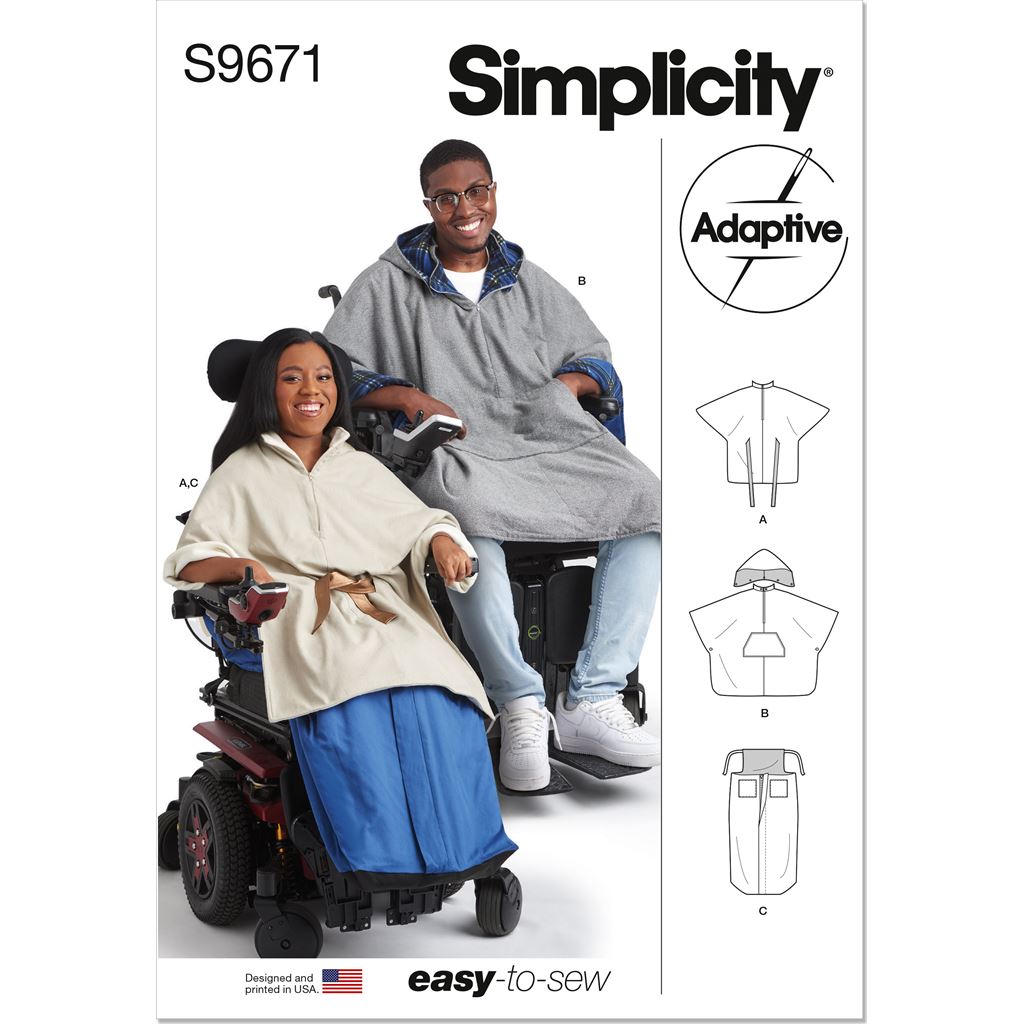 Simplicity Sewing Pattern S9671 Poncho with Detachable Hood and Wheelchair Blanket 9671 Image 1 From Patternsandplains.com