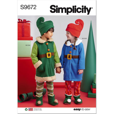 Simplicity Sewing Pattern S9672 Childrens Robes Top Pants Hat and Slippers in Sizes S M L 9672 Image 1 From Patternsandplains.com
