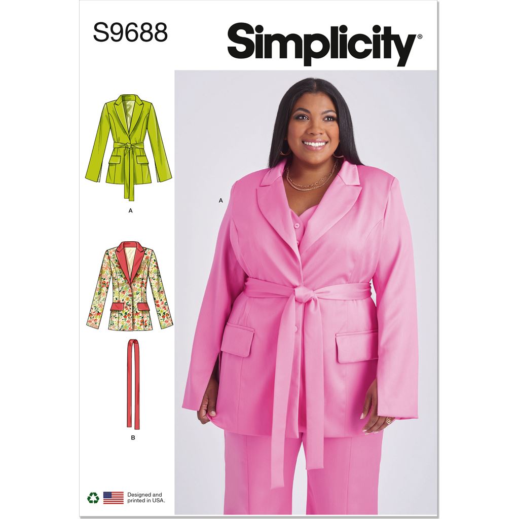 Simplicity Sewing Pattern S9688 Misses and Womens Jacket with Tie Belt 9688 Image 1 From Patternsandplains.com