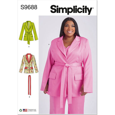 Simplicity Sewing Pattern S9688 Misses and Womens Jacket with Tie Belt 9688 Image 1 From Patternsandplains.com