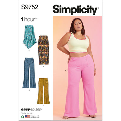 Simplicity Sewing Pattern S9752 Womens Knit Skirts and Pants in Two Lengths 9752 Image 1 From Patternsandplains.com