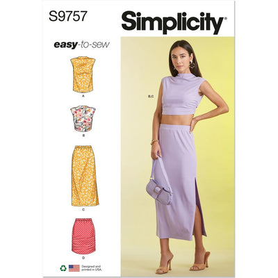Simplicity Sewing Pattern S9757 Misses Knit Top and Skirt in Two Lengths 9757 Image 1 From Patternsandplains.com