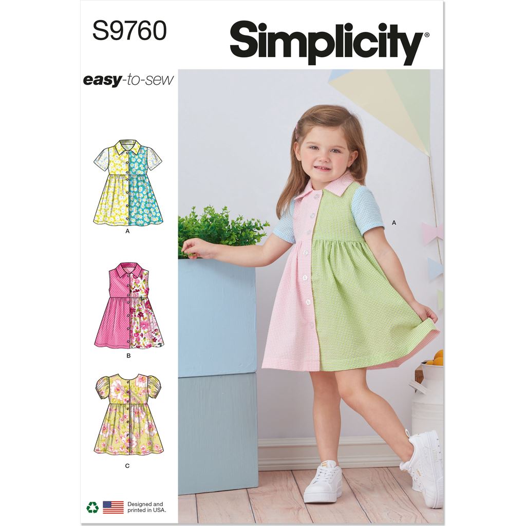 Simplicity Sewing Pattern S9760 Toddlers Dress with Sleeve Variations 9760 Image 1 From Patternsandplains.com