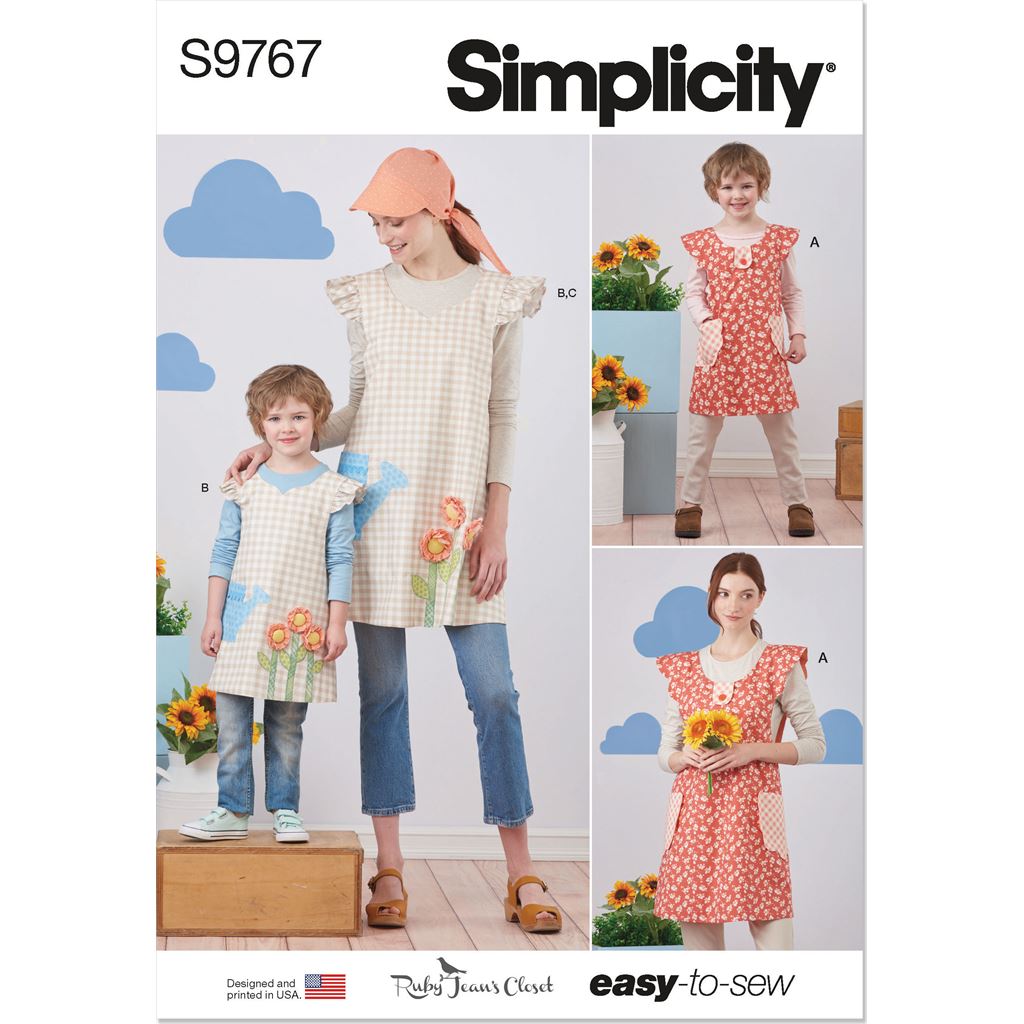 Simplicity Sewing Pattern S9767 Childrens and Misses Wrap Around Apron and Scarf Hat by Ruby Jeans Closet 9767 Image 1 From Patternsandplains.com