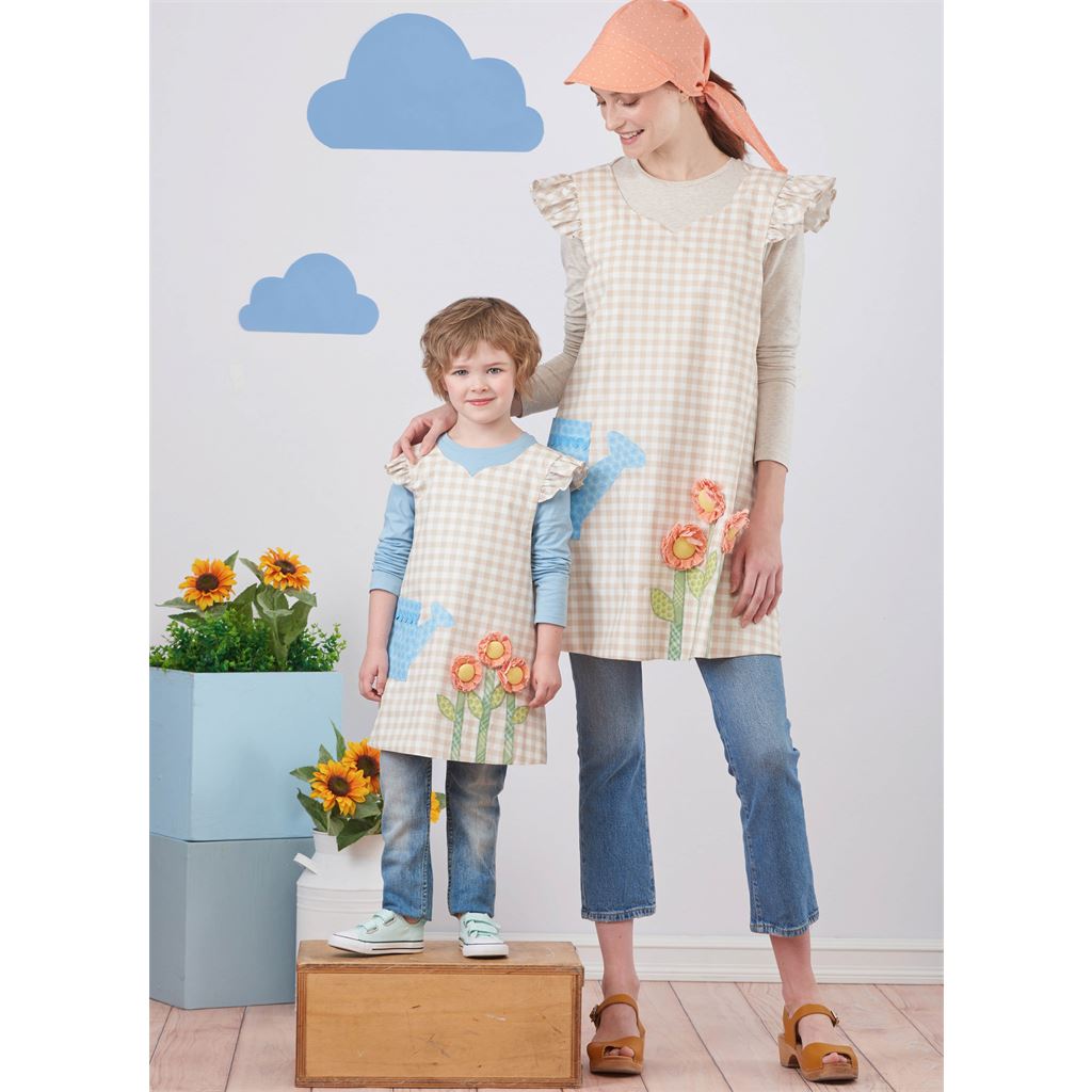 Simplicity Sewing Pattern S9767 Childrens and Misses Wrap Around Apron and Scarf Hat by Ruby Jeans Closet 9767 Image 2 From Patternsandplains.com