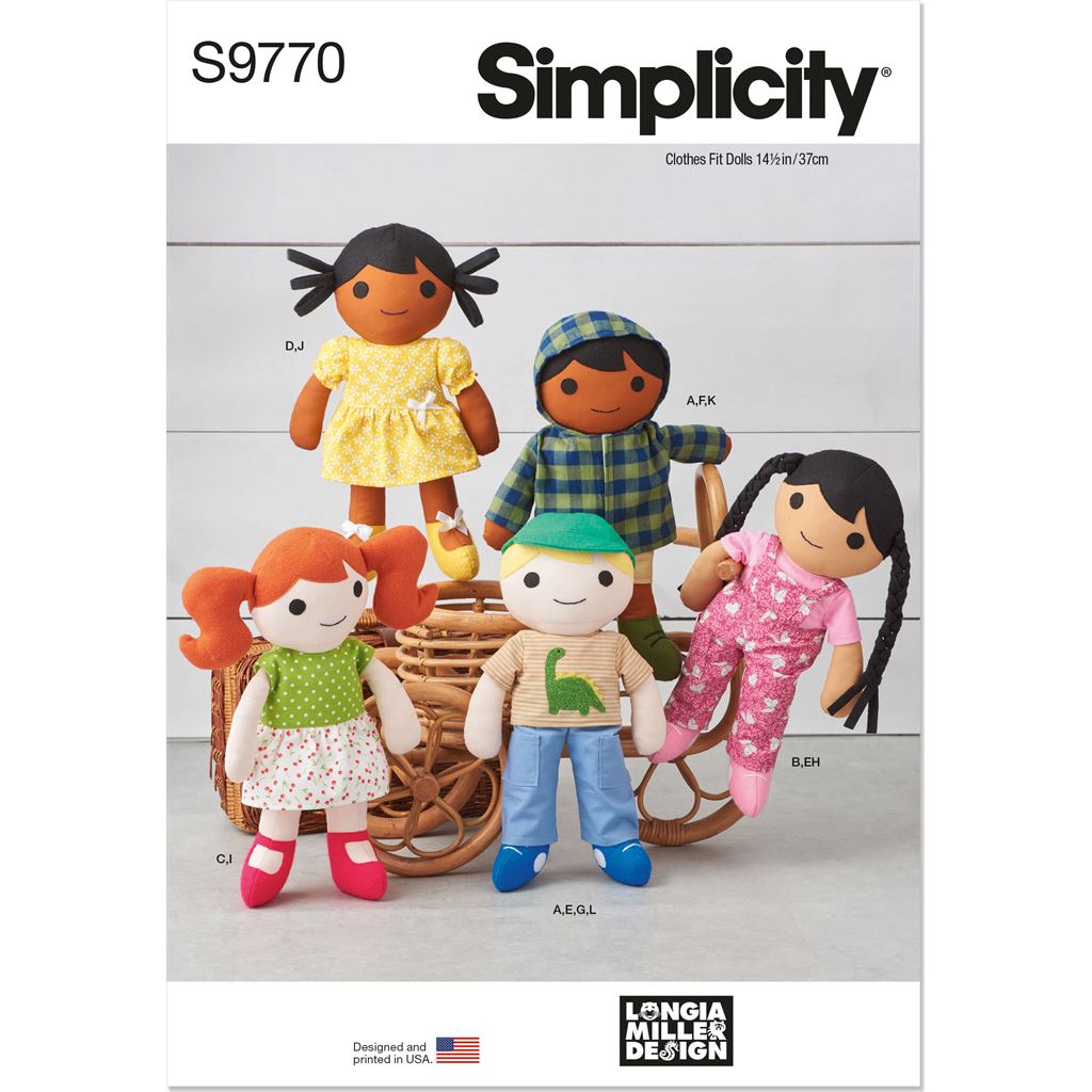 Simplicity Sewing Pattern S9770 14 1 2 Cloth Dolls and Clothes by Longia Miller 9770 Image 1 From Patternsandplains.com
