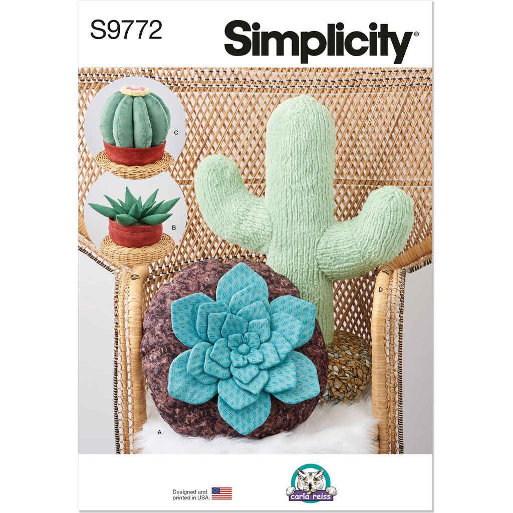 Simplicity Sewing Pattern S9772 Decorative Succulent and Cactus Plush Pillows by Carla Reiss Design 9772 Image 1 From Patternsandplains.com