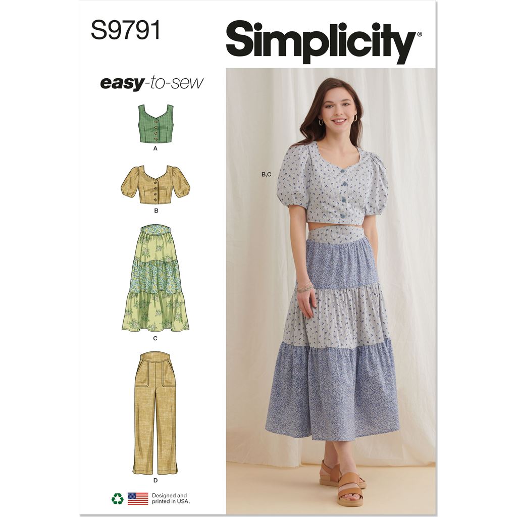 Simplicity Sewing Pattern S9791 Misses Tops Skirt and Pants 9791 Image 1 From Patternsandplains.com