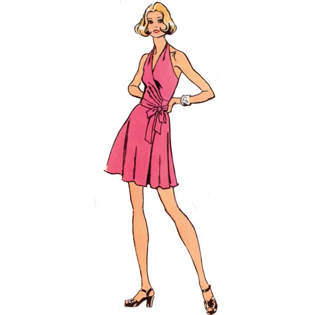 Simplicity Sewing Pattern S9793 Misses' Knit Front-Wrap Halter-Dress in Two  Lengths