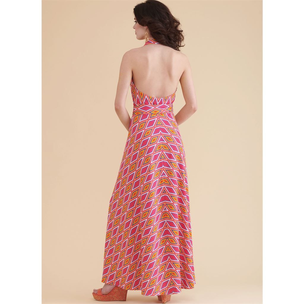 Simplicity Sewing Pattern S9793 Misses Knit Front Wrap Halter Dress in Two Lengths 9793 Image 4 From Patternsandplains.com