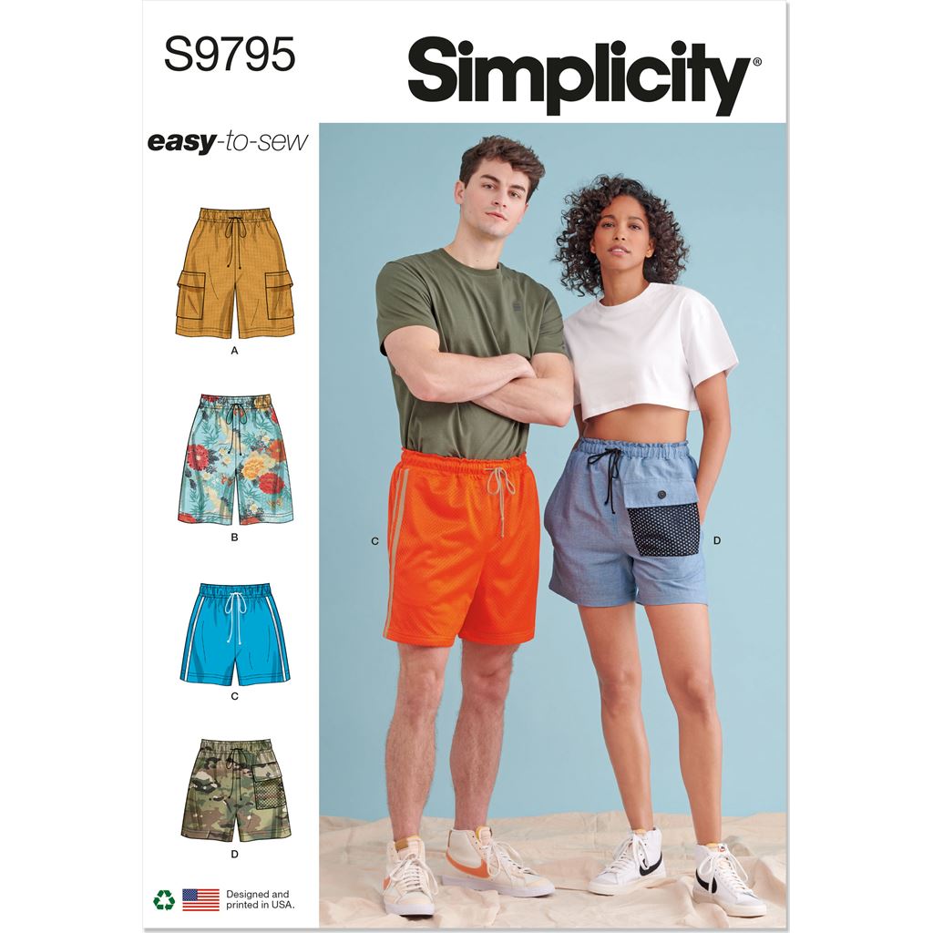 Simplicity Sewing Pattern S9795 Unisex Shorts 9795 Image 1 From Patternsandplains.com