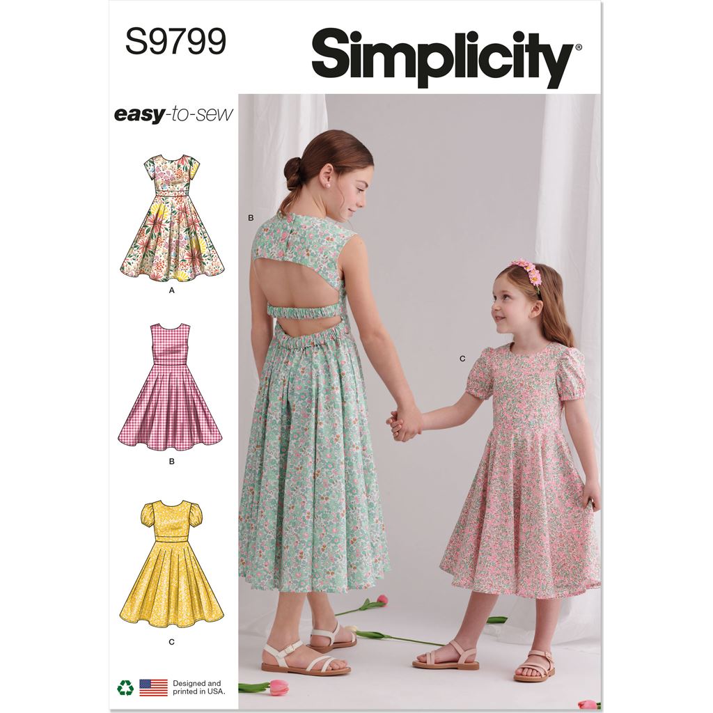 Simplicity Sewing Pattern S9799 Childrens and Girls Dresses 9799 Image 1 From Patternsandplains.com