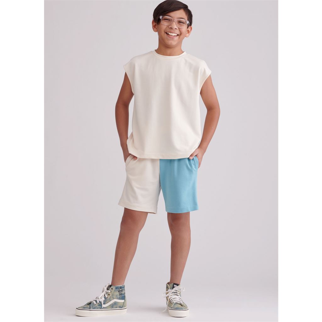 Simplicity Sewing Pattern S9801 Girls and Boys Sweatshirts and Shorts 9801 Image 8 From Patternsandplains.com