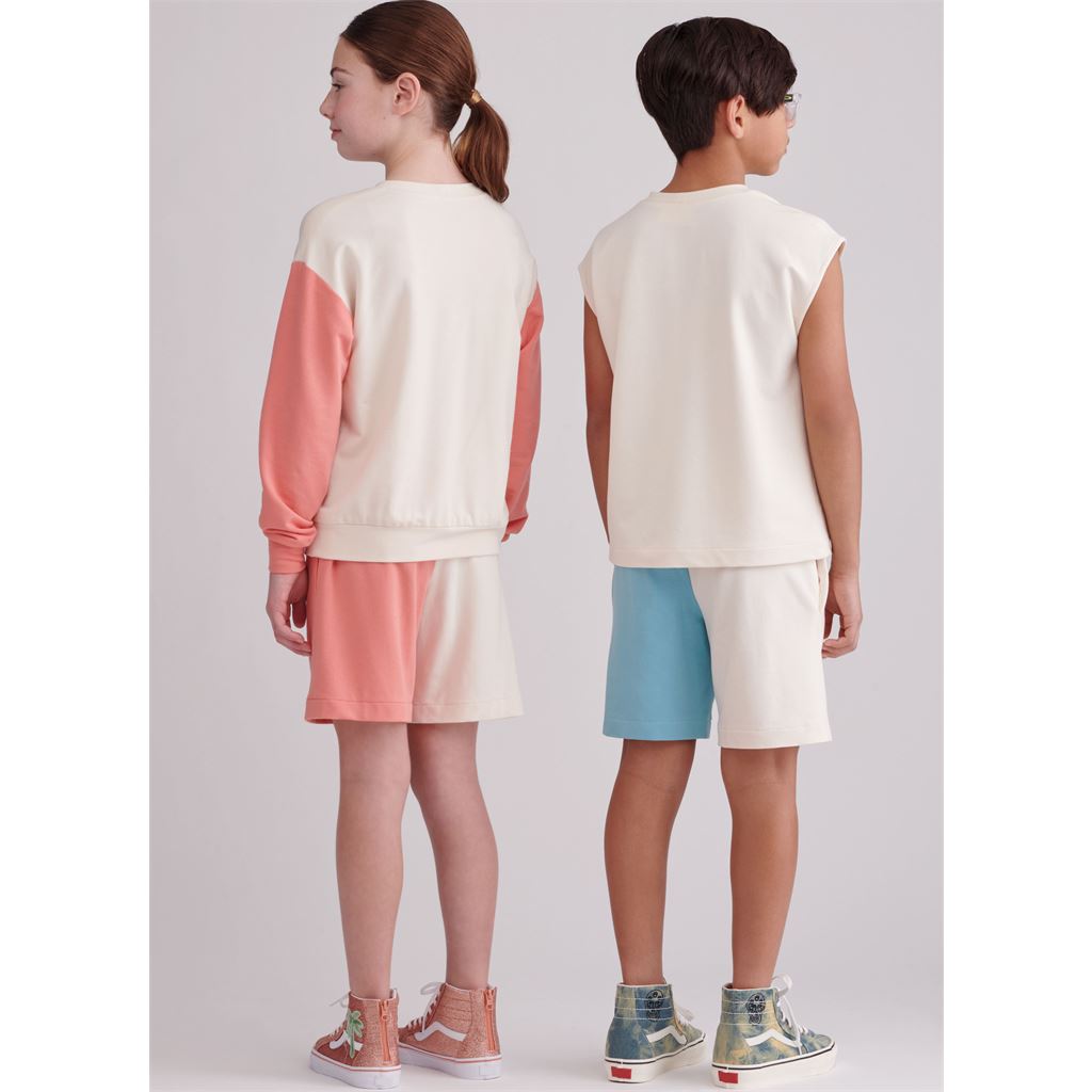 Simplicity Sewing Pattern S9801 Girls and Boys Sweatshirts and Shorts 9801 Image 9 From Patternsandplains.com
