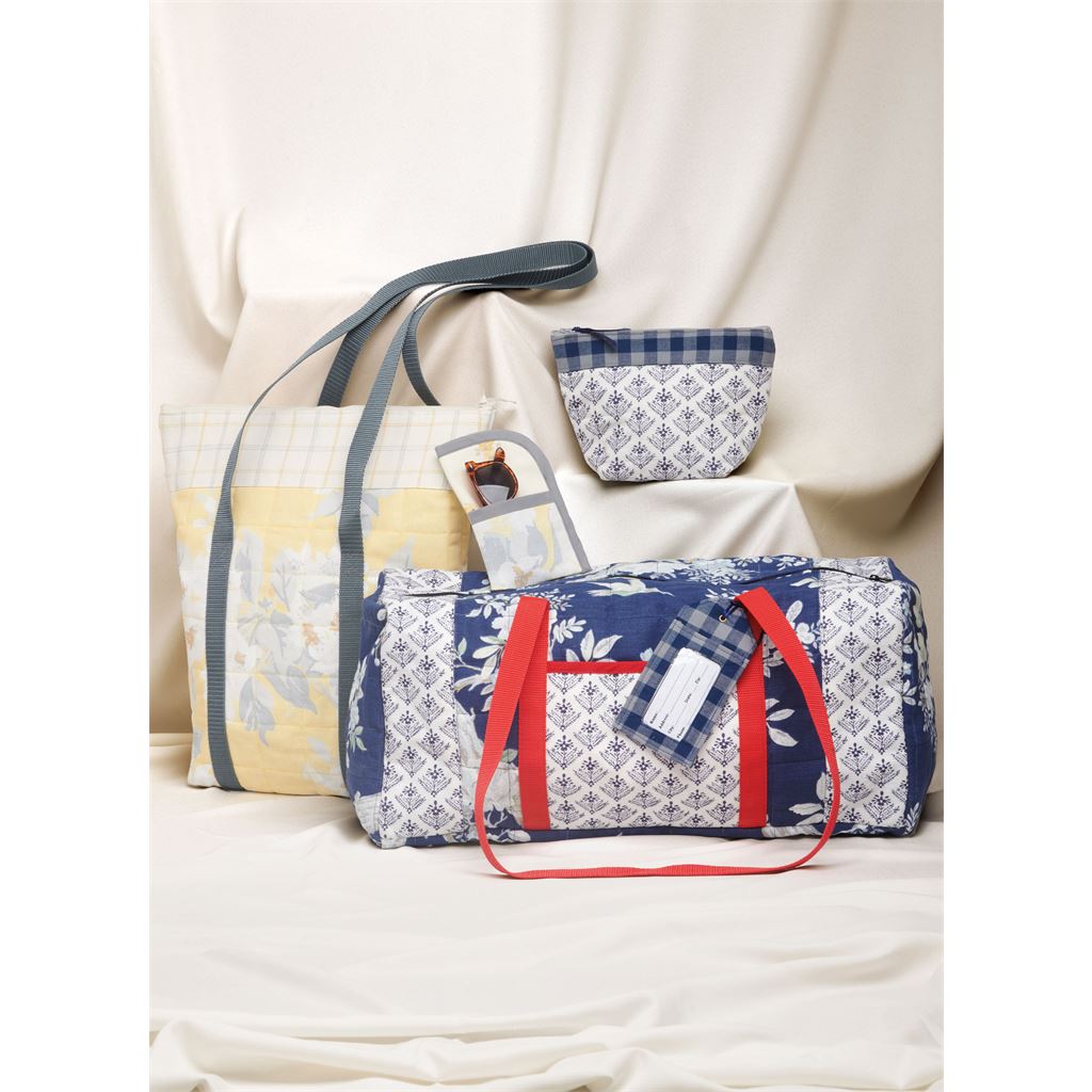 Simplicity Sewing Pattern S9814 Hat in Three Sizes Duffel Tote Cosmetic Case Eyeglass Case and Luggage Tag by Laura Ashley 9814 Image 3 From Patternsandplains.com