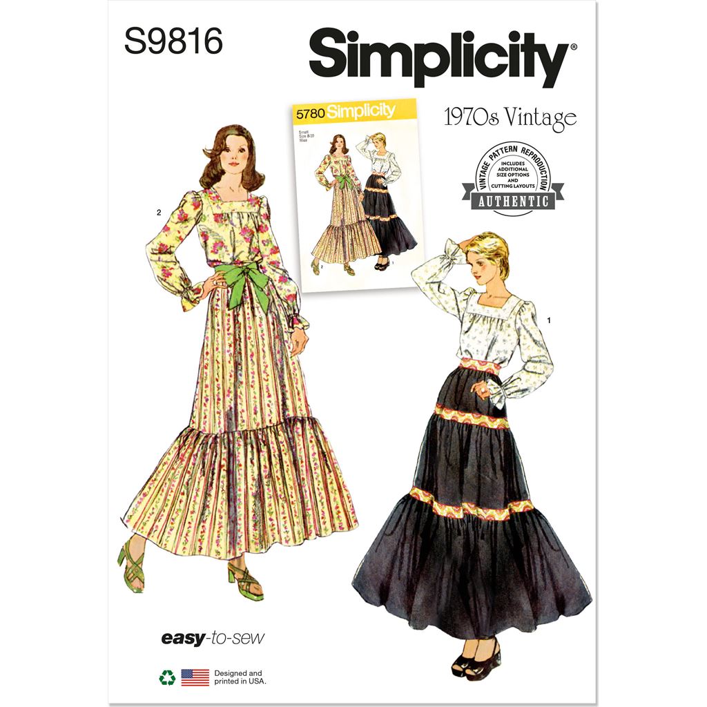 Simplicity Sewing Pattern S9816 Misses Blouse and Skirts 9816 Image 1 From Patternsandplains.com