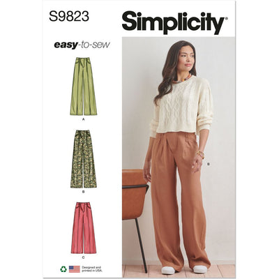 Simplicity Sewing Pattern S9823 Misses Pants 9823 Image 1 From Patternsandplains.com