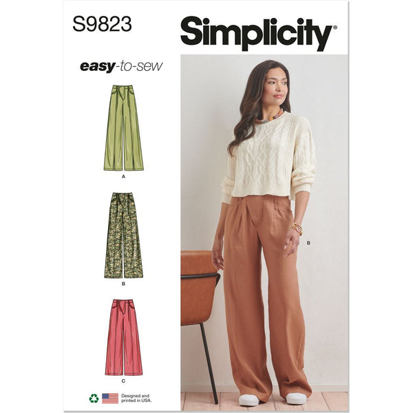 Simplicity Sewing Pattern S9823 Misses' Pants 9823 - Patterns and Plains