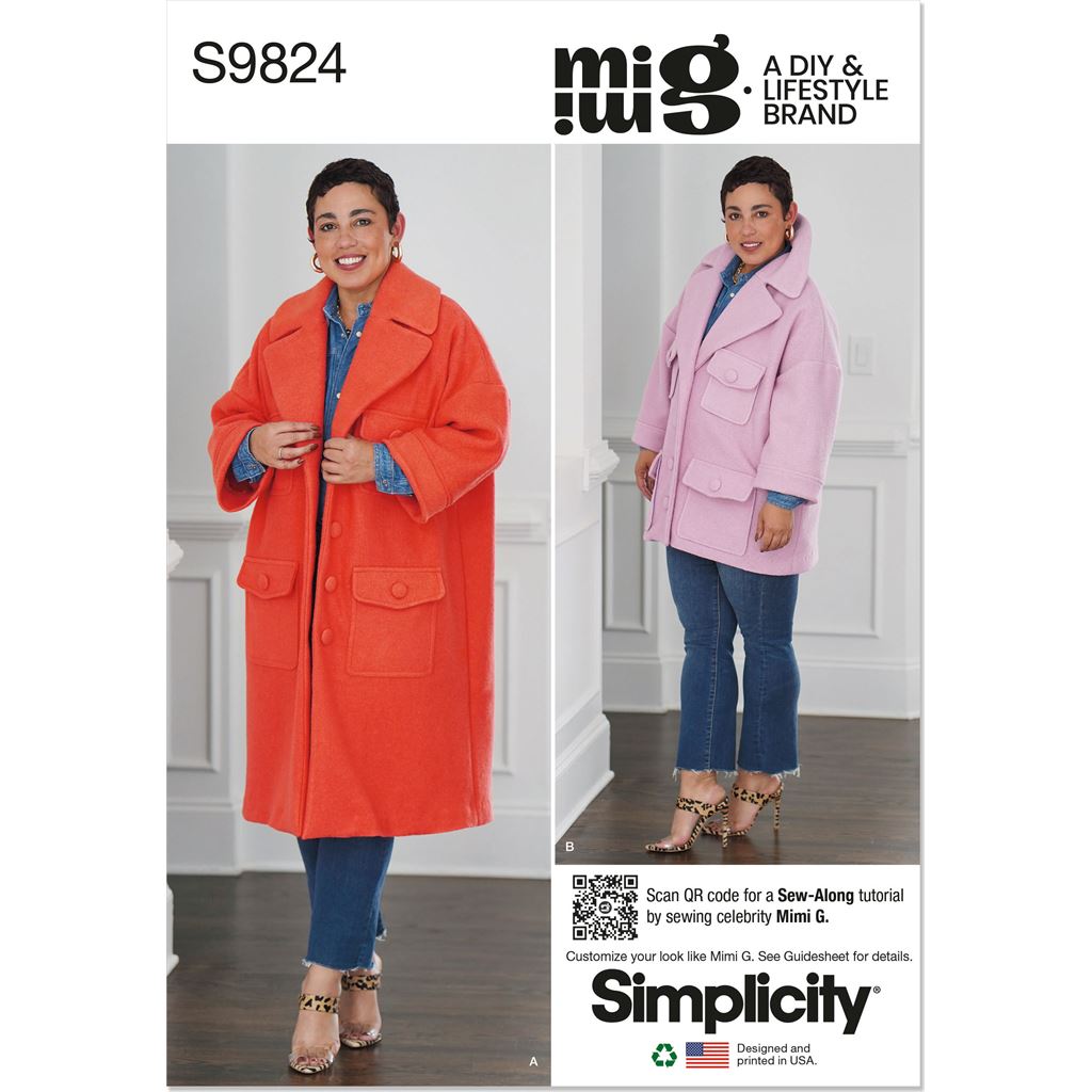 Simplicity Sewing Pattern S9824 Misses Coat in Two Lengths by Mimi G Style 9824 Image 1 From Patternsandplains.com