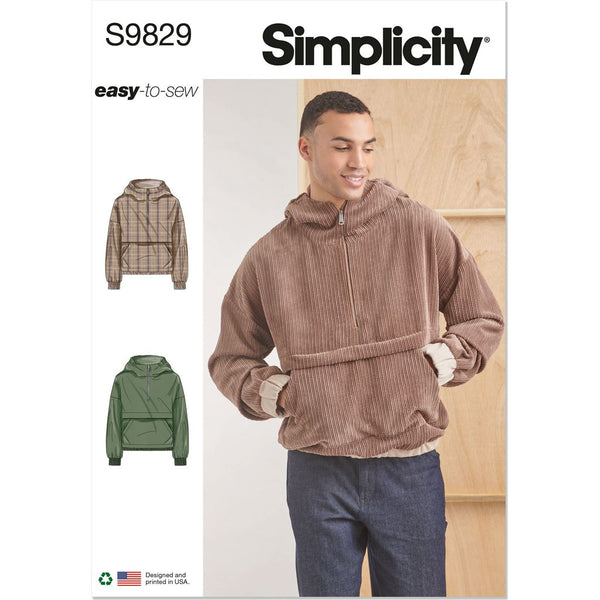Simplicity Sewing Pattern S9829 Men's Half Zip Hoodie 9829 Patterns