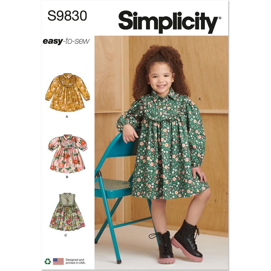 Simplicity Sewing Pattern S9830 Childrens Dresses 9830 Image 1 From Patternsandplains.com