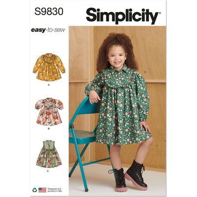 Simplicity Sewing Pattern S9830 Childrens Dresses 9830 Image 1 From Patternsandplains.com