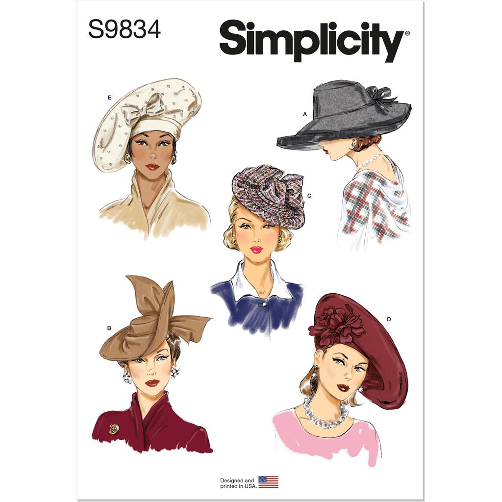 Simplicity Sewing Pattern S9834 Misses Hats in Five Styles 9834 Image 1 From Patternsandplains.com