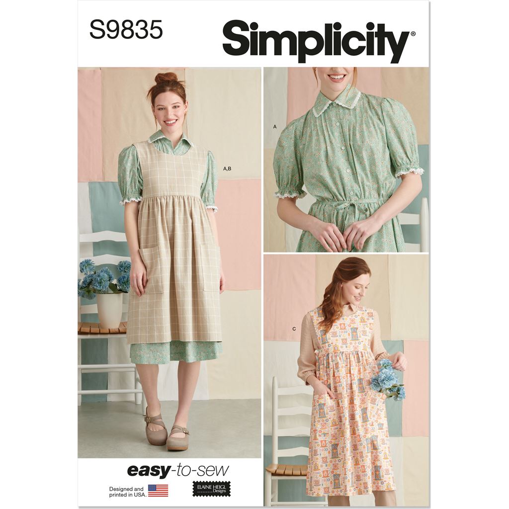 Simplicity Sewing Pattern S9835 Misses Dress and Pinafore Apron In Two Lengths by Elaine Heigl Designs 9835 Image 1 From Patternsandplains.com