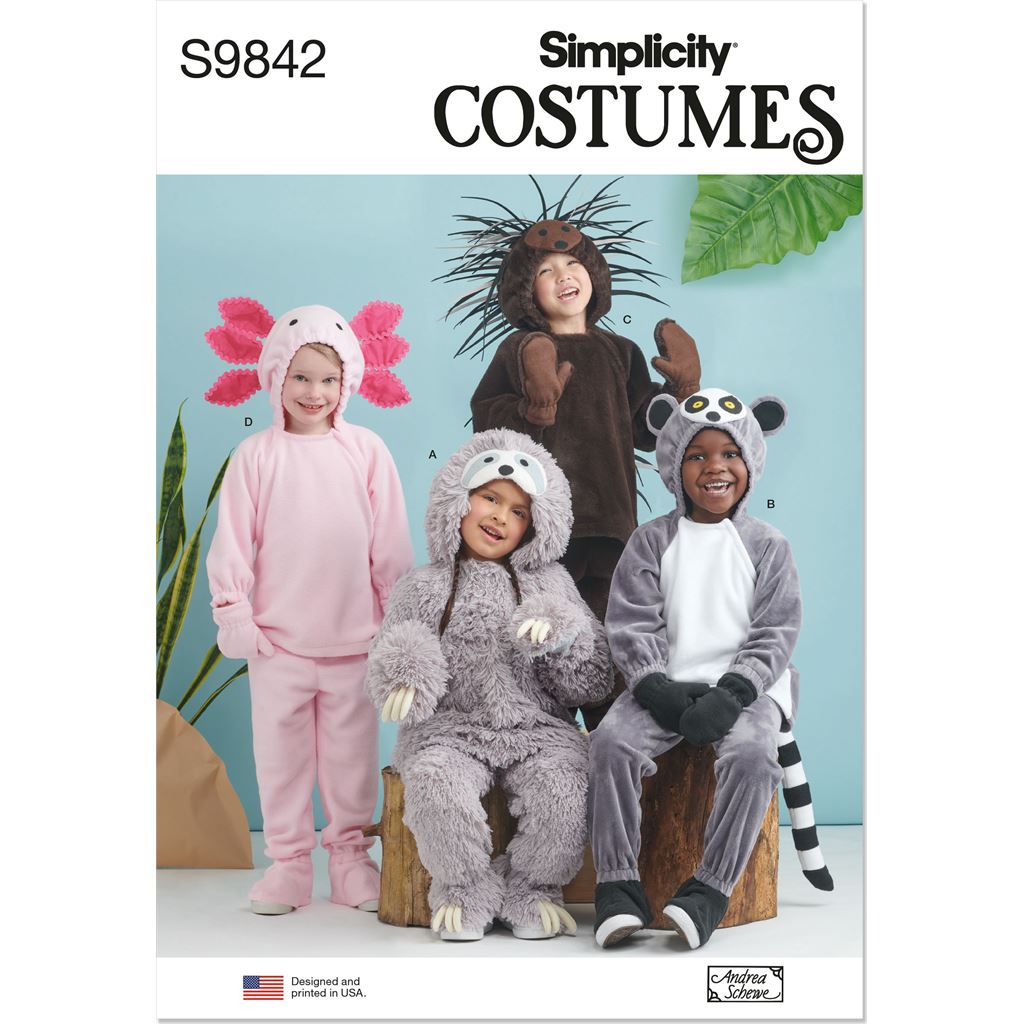 Simplicity Sewing Pattern S9842 Childrens Animal Costumes by Andrea Schewe Designs 9842 Image 1 From Patternsandplains.com