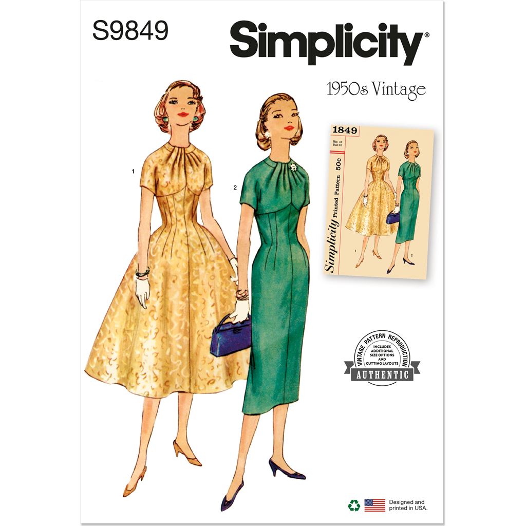 Simplicity Sewing Pattern S9849 Misses' Dress with Skirt Variations 9849 - Patterns and Plains Simplicity Sewing Pattern S9849 Misses' Dress with Skirt Variations 9849 - Patterns and Plains