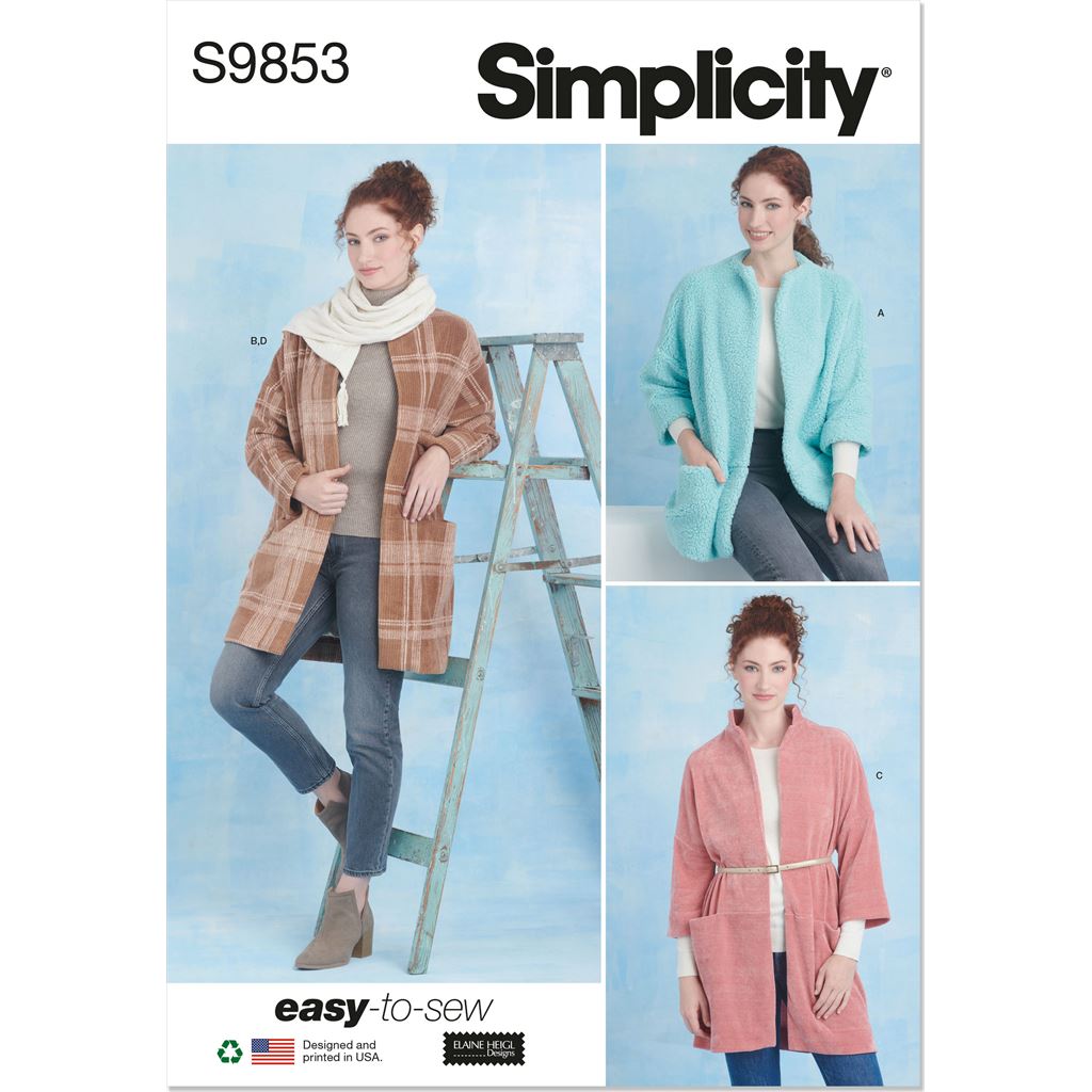 Simplicity Sewing Pattern S9853 Misses Coats and Scarf by Elaine Heigl Designs 9853 Image 1 From Patternsandplains.com