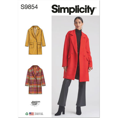 Simplicity Sewing Pattern S9854 Misses Lined Coat for American Sewing Guild 9854 Image 1 From Patternsandplains.com