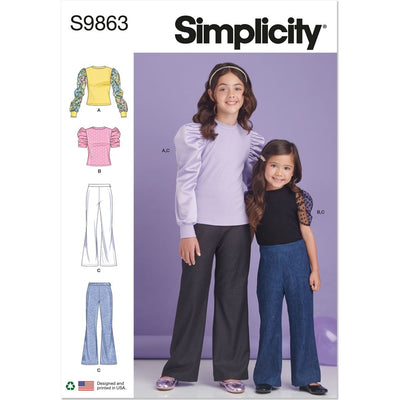 Simplicity Sewing Pattern S9863 Childrens and Girls Top and Pants 9863 Image 1 From Patternsandplains.com