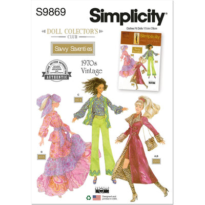 Simplicity Sewing Pattern S9869 Doll Clothes for 11 1 2 Fashion Doll by Theresa LaQuey 9869 Image 1 From Patternsandplains.com