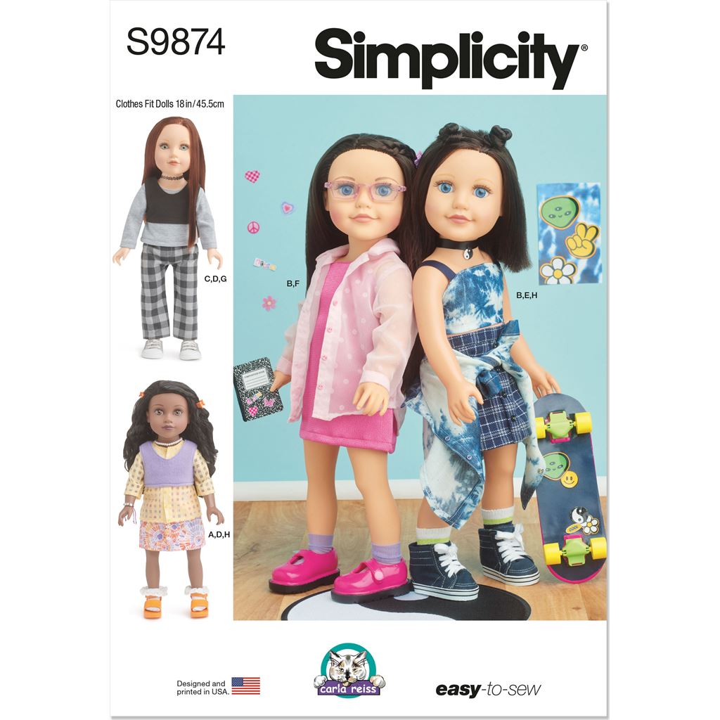 Simplicity Sewing Pattern S9874 18 Doll Clothes by Carla Reiss Design 9874 Image 1 From Patternsandplains.com
