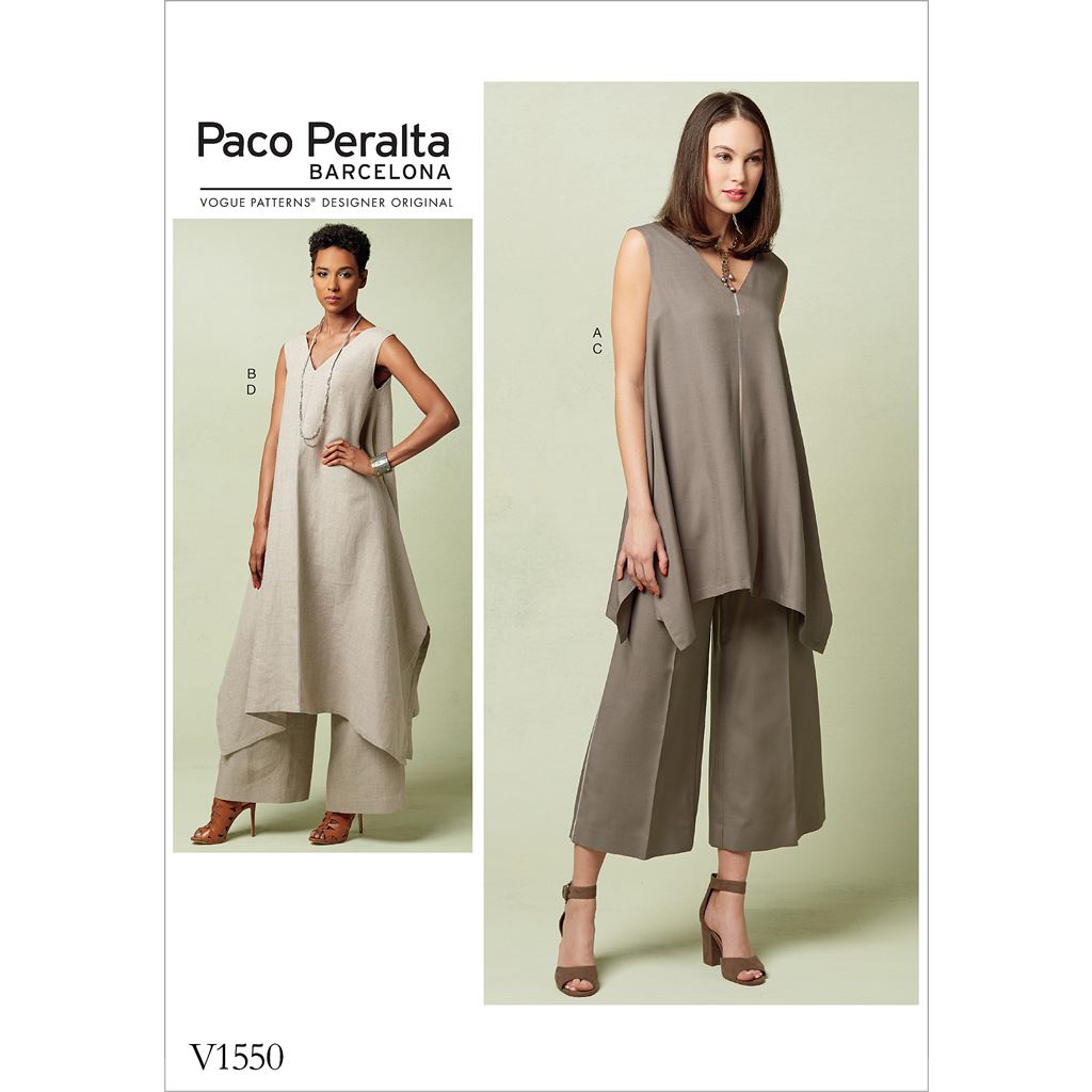 Vogue Pattern V1550 Misses Pullover Tunic with Uneven Hem and Wide Leg Pants 1550 Image 1 From Patternsandplains.com