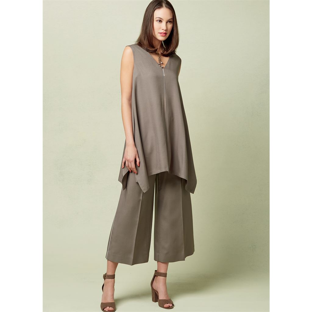 Vogue Pattern V1550 Misses Pullover Tunic with Uneven Hem and Wide Leg Pants 1550 Image 2 From Patternsandplains.com.jpg