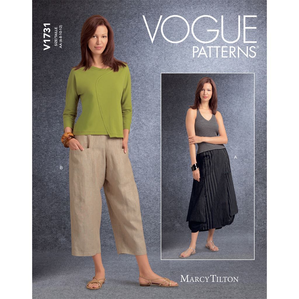 Vogue Pattern V1731 Misses Deep Pocket Skirt and Pants 1731 Image 1 From Patternsandplains.com